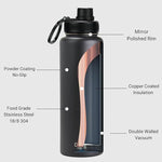 Load image into Gallery viewer, DRINCO Stainless Steel Water Bottle Spout Lid Vacuum Insulated Double Wall Water Bottles Wide Mouth (40oz 32oz 22oz 18oz 14oz) Leak Proof Keeps Cold or Hot (40 oz, 40oz Black)