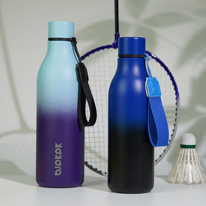 BJPKPK Insulated Water Bottles, 25 oz Stainless Steel Metal Water Bottle with Strap, BPA Free Leak Proof Jugs, Mugs, Flasks, Reusable Thermal Flasks for Sports & Travel, Navy Blue