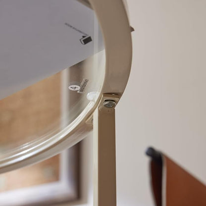 VINGLI Glass Coffee Table, 25.6" Round Coffee Table, Transparent Glass Coffee Tables for Living Room, 2-Tier Coffee Table with Storage, Modern Center Table with a Beige Frame, Mesa de Centro Para Sala