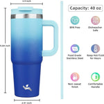 Load image into Gallery viewer, 40 oz Tumbler with Handle and 2 Straws,2 in 1 Lid Insulated Water Bottle Stainless Steel Travel Coffee Mug,Sky