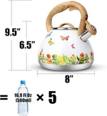 Load image into Gallery viewer, Tea Kettle, Toptier Teapot Whistling Kettle with Wood Pattern Handle Loud Whistle, Food Grade Stainless Steel Tea Pot for Stovetops Induction Water Kettle, 2.7-Quart Butterfly