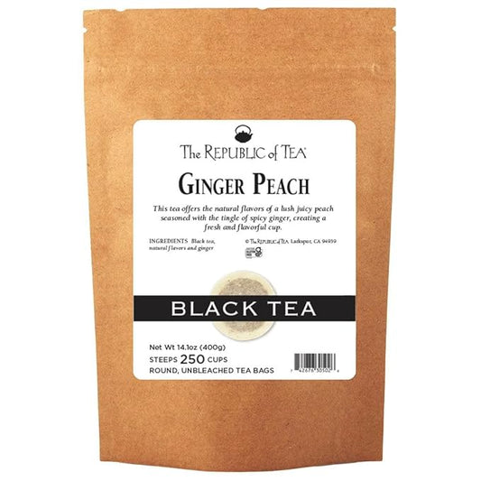 The Republic of Tea - Ginger Peach Black Tea, 250 Tea Bags, Premium Ingredients, Gourmet Longevity Tea