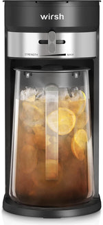 Load image into Gallery viewer, wirsh Iced Tea Maker with 3QT Pitcher, Iced Coffee Maker with Strength Control and Reusable Filter, Perfect For Iced Coffee, Latte, Tea, Lemonade, Flavored Water, Black
