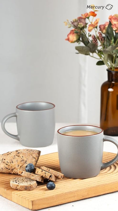 famiware Mercury Coffee Mugs 13 oz, Coffee Mugs Set of 4 with Handle, Cups for Latte, Hot Tea, Cappuccino, Mocha, Cocoa, Dark Grey