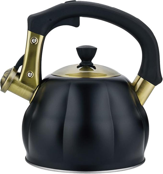 Stainless Steel Tea Kettle for Stove Top Teakettles Stovetop Whistling with Heat Proof Ergonomic Handle 2.5 Quart
