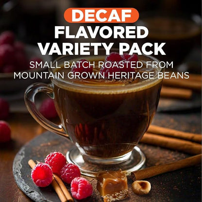 Maud's Flavored Decaf Coffee Pods Variety Pack, 24 ct, 6 Assorted Roasts & Flavors, Decaf Medium Roast Coffee in Recyclable Single Serve Pods - 100% Arabica Coffee, Compatible with Keurig K Cups Maker