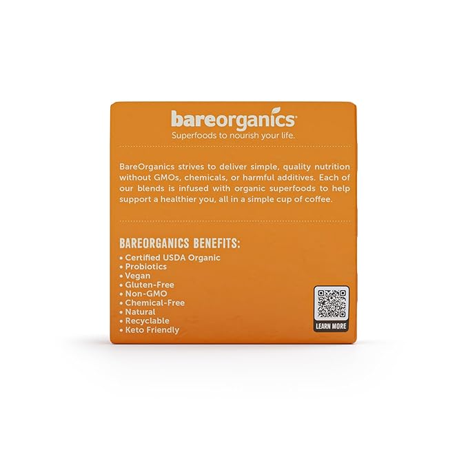 Focus Coffee with Superfoods - Organic Probiotic Mushroom Coffee Pods, Supports Healthy Focus & Digestion, Infused with Ashwagandha, Lion's Mane, and Cinnamon, USDA Certified Organic - 10 Recyclable Single Serve K-Cups - 6 Pack