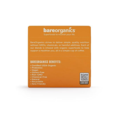 Focus Coffee with Superfoods - Organic Probiotic Mushroom Coffee Pods, Supports Healthy Focus & Digestion, Infused with Ashwagandha, Lion's Mane, and Cinnamon, USDA Certified Organic - 10 Recyclable Single Serve K-Cups - 6 Pack