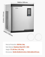 Load image into Gallery viewer, VEVOR Commercial Ice Maker Machine - Head, 300 Lbs/Day Stainless Steel Ice Machine with Scheduled Ice-Making, Self-Cleaning, Adjustable Thickness, Ideal for Restaurant Bar Cafe Hotel - Head Only