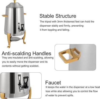 YIYIBYUS 3.5 Gallon Hot Beverage Dispenser, Stainless Steel Coffee Urn Chafer, Hot Drinks Dispenser for Milk Coffee Tea Water Juice - Parties Event Buffet Catering
