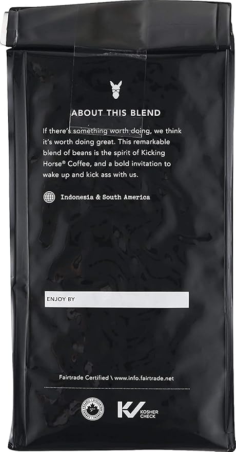 Kicking Horse Coffee, Kick Ass, Dark Roast, Whole Bean, 10 oz - Certified Organic, Fairtrade, Kosher Coffee (Pack of 6),10 Ounce (Pack of 6)