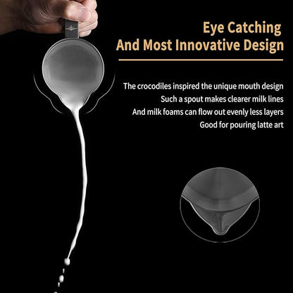 MHW-3BOMBER Espresso Steaming Pitcher Milk Frothing Pitcher Stainless Steel Milk Coffee Cappuccino Latte Art Barista Cup (5.0 Black(printing), 16.9 Ounces) P5159S-OS