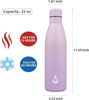 BJPKPK 25oz Insulated Stainless Steel Water Bottles Reusable Metal Travel Sports Water Bottle Keep Cold and Hot,Dreamy Purple