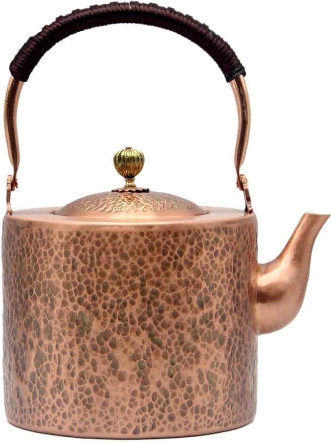 67.6oz Copper Teapot, Tea Kettle For Stovetop Safe, Classic Non-Coating Pure Copper Tea Set with Stainless Steel Tea Ball For Loose Leaf, Large and Solid Tea Pot For 4-6 Cups (2000ml)