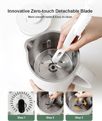 MOKKOM Nut Milk Maker, 42oz Automatic Almond Milk Machine for Homemade Plant-Based Milk, Oats, Soy, Dairy Free Beverages, Soy Milk Maker with Delay Start/Keep Warm/Self-Cleaning/Boiling, White