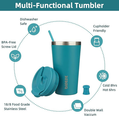 BJPKPK 18oz Tumbler With lid And Straw Stainless Steel Travel Coffee Mug Insulated Tumblers Cups,Laguna