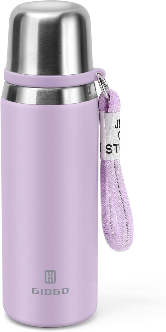 Stainless Steel thermo Bottles with cup 700ml/23.7oz Vacuum Insulated Bottle for hot and cold coffee drink water thermo flask with cup.(Purple,700ml)