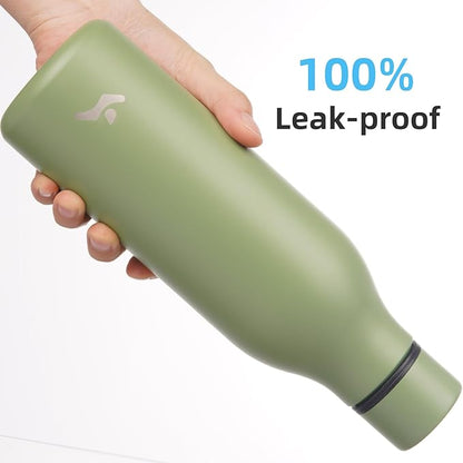Insulated Water Bottle with Strap,18 oz Double Wall Stainless Steel Vacuum Bottles Metal Water Flask,Forest Green