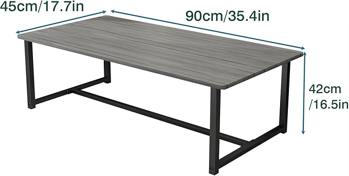 Farmhouse Coffee Table Rectangular Center Table for Living Room Table Wooden Tabletop with Metal Frame,Mid Century Modern Design,Easy Assembly,Wood Coffee Table,Grey
