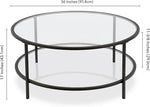 Load image into Gallery viewer, Henn&amp;Hart 36" Round Coffee Table with Glass Top and Glass Open Storage Shelf for Living Room, Family Room, Office, or Apartment, Blackened Bronze