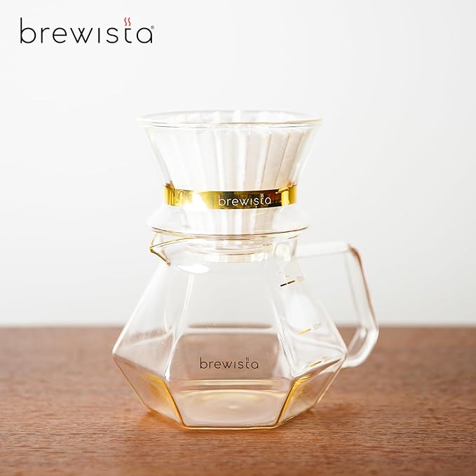 Brewista 700ml/23.7oz X Series Glass Coffee Carafe, Small Pour Over Glass Pot Server, 2-4 Cups, Polygonal Design for Improved Flavor, Heat Resistant Odorless Glass Pitcher