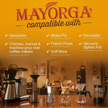 Mayorga Organic Coffee 5lb Mayan Blend - Medium Roast Whole Bean Coffee Specialty Grade, 100% Arabica, Slow Roasted, Chocolate and Floral Flavor with Low Acidity - USDA Organic, Non-GMO, Kosher
