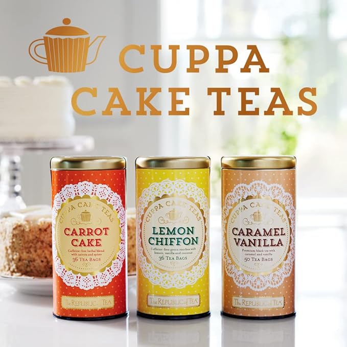 The Republic of Tea Lemon Chiffon Cuppa Cake Tea, 36 Tea Bags, Decadent Herbal Green Rooibos Tea