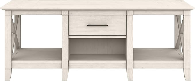 Bush Furniture Key West Coffee Table with Storage in Linen White Oak