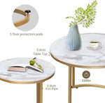 Load image into Gallery viewer, aboxoo Coffee Table Nesting White Set of 2 Side Set Golden Frame Circular Round and Marble Pattern Wooden Tables, Living Room Bedroom Apartment Modern Industrial Simple Nightstand