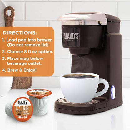 Maud's Salted Caramel Flavored Coffee Pods, 100 ct, Medium Roast Flavored Coffee in Recyclable Single Serve Pods – 100% Arabica Beans, Compatible with Keurig K Cups Maker