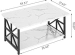 Load image into Gallery viewer, AWQM Faux Marble Coffee Table for Living Room with Round Corners,2 Tier Living Room Table with Storage Shelf,Rectangular Coffee Table Center Table for Small Spaces,White