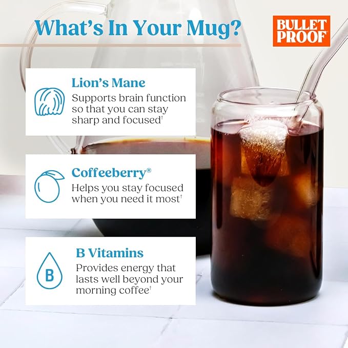 Bulletproof The High Achiever Coarse Ground Cold Brew Coffee, 10 Ounces, Medium-Dark Roast Enhanced Coffee with Lion's Mane Mushroom, B Vitamins, and Adaptogens for Energy and Focus