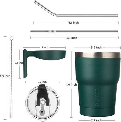BJPKPK Tumbler With Handle And Straw Lid 10 oz Stainless Steel Insulated Coffee Tumbler Cups For Home, Office or Car,Army Green