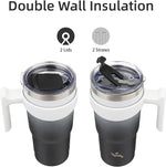 Load image into Gallery viewer, 20 oz Tumbler with Handle and 2 Straw 2 Lid, Insulated Water Bottle Stainless Steel Vacuum Cup Reusable Travel Mug,Day Night