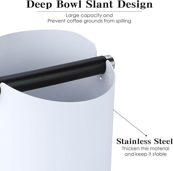 Italian Espresso Tapping Box, Stainless Steel Coffee Grinding Tapping Box, With Detachable Tapping Rod And Anti Slip Rubber Base (White)