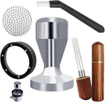 Load image into Gallery viewer, 51mm Espresso Tamper Set, 5PCS Coffee Tamper Kit with WDT Tool, Coffee Stirrer, Dosing Funnel, Puck Screen 51mm Espresso Accessories Tampers Kit (Silver)