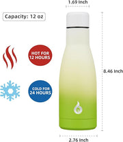 BJPKPK Insulated Water Bottle 12oz Small Stainless Steel Water Bottles Reusable Metal Thermal Keep Cold and Hot,Elegant Green