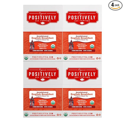 Organic Positively Tea Company, Decaf English Breakfast Black Tea, K-Cup Compatible, 96 Pods