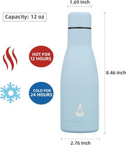 BJPKPK Insulated Water Bottle 12oz Small Stainless Steel Water Bottles Reusable Metal Thermal Keep Cold and Hot,Sky Blue