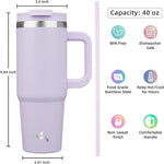Load image into Gallery viewer, 40 oz Tumbler with Handle and 2 Straws,2 in 1 Lid Insulated Water Bottle Stainless Steel Travel Coffee Mug,Wisteria