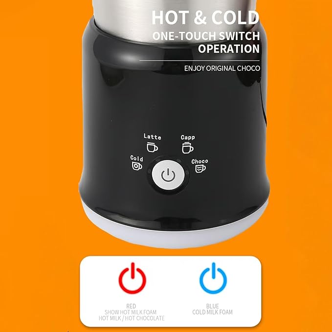 4 in 1 Electric Milk Frother, One-Touch Switch Operation, Automatic Detachable Hot & Cold Frother and Steamer, 700ML Coffee Frother for Cappuccino, Latte, Mocha, Hot Chocolate