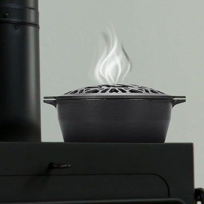 Wood Stove Steamer 2.5 Quart, Wood Stove Humidifier with Decorative Wolf Pattern, Cast Iron Steamer for Wood Stove Rust Resistant Matte Black