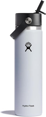 Load image into Gallery viewer, Hydro Flask Water Bottle - Insulated Stainless Steel - Wide Straw Lid, Non Spill, Leakproof in 24 Oz White