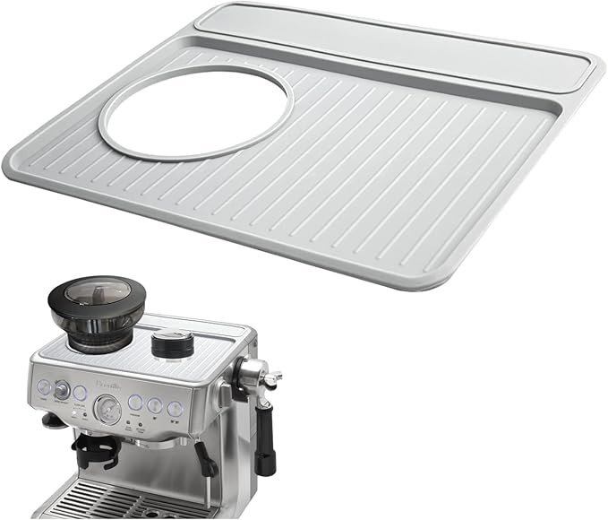 Tamping Mat for Breville 870/880, Espresso Tamper Mat for Barista Touch/Express, Silicone Prevent Scratching, Top Mat for Breville Espresso Machine Accessories, Waterproof Heat Resistant(Grey)