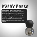 Load image into Gallery viewer, Rattleware Stainless Steel Round Tamper - Premium Ergonomic Grip, Perfect for Espresso Machines, Consistent Grounds Packing &amp; Durable Design (Small - 58mm Dia)