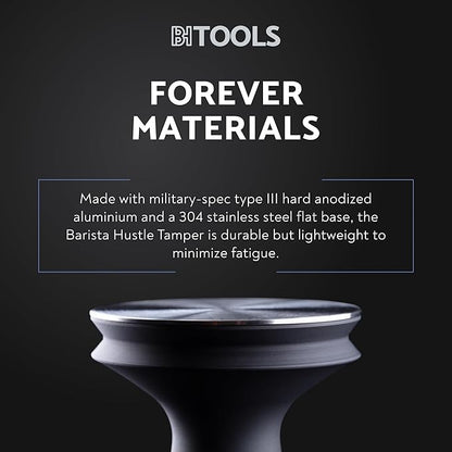 Espresso Press Tamper 58.4 mm, Premium Barista Coffee Tamper, Black Anodised Aluminium Handle, 304 Stainless Steel Base, Elegant and Lightweight Design