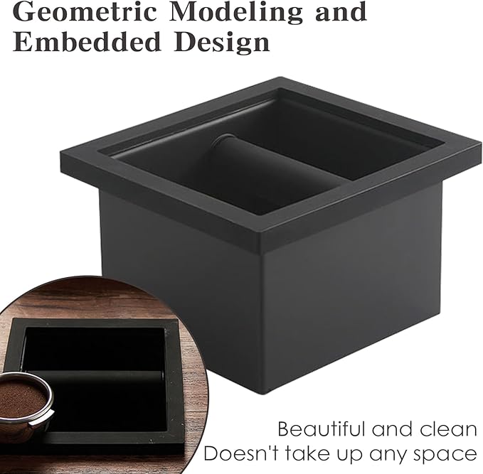 Stainless Steel Coffee Ground Knock Box Chute, Built-in Desktop Waste Bucket, Bottomless Knocking Residue Box