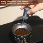 Load image into Gallery viewer, WDT Espresso Distribution Tool Espresso Stirrer Tools for Barista, 0.35mm 7 Needles Espresso Coffee Stirrer with Extra 7 Replaceable Needles, Aluminum Alloy Handle with Stand (Grey)