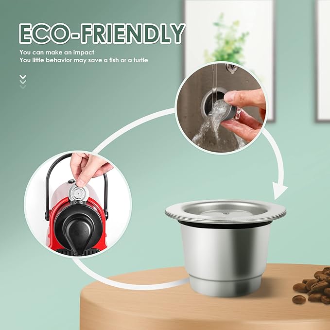 LIHONG Reusable Coffee Pods, Stainless Steel Reusable Espresso Capsules Compatible with Nespresso Original Line (1 pack)