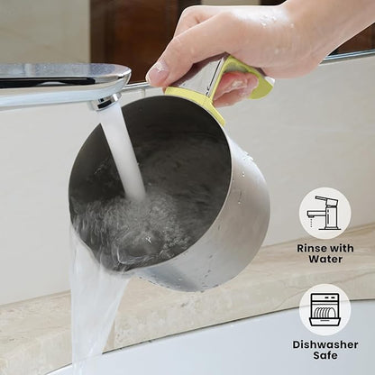 Stainless Steel Milk Frother and Steamer, 12oz Electric Milk Warmer & Foam Maker, 3in1 Hot Cold Frothing, Warm Thick Foam for Macchiatos, BPA Free